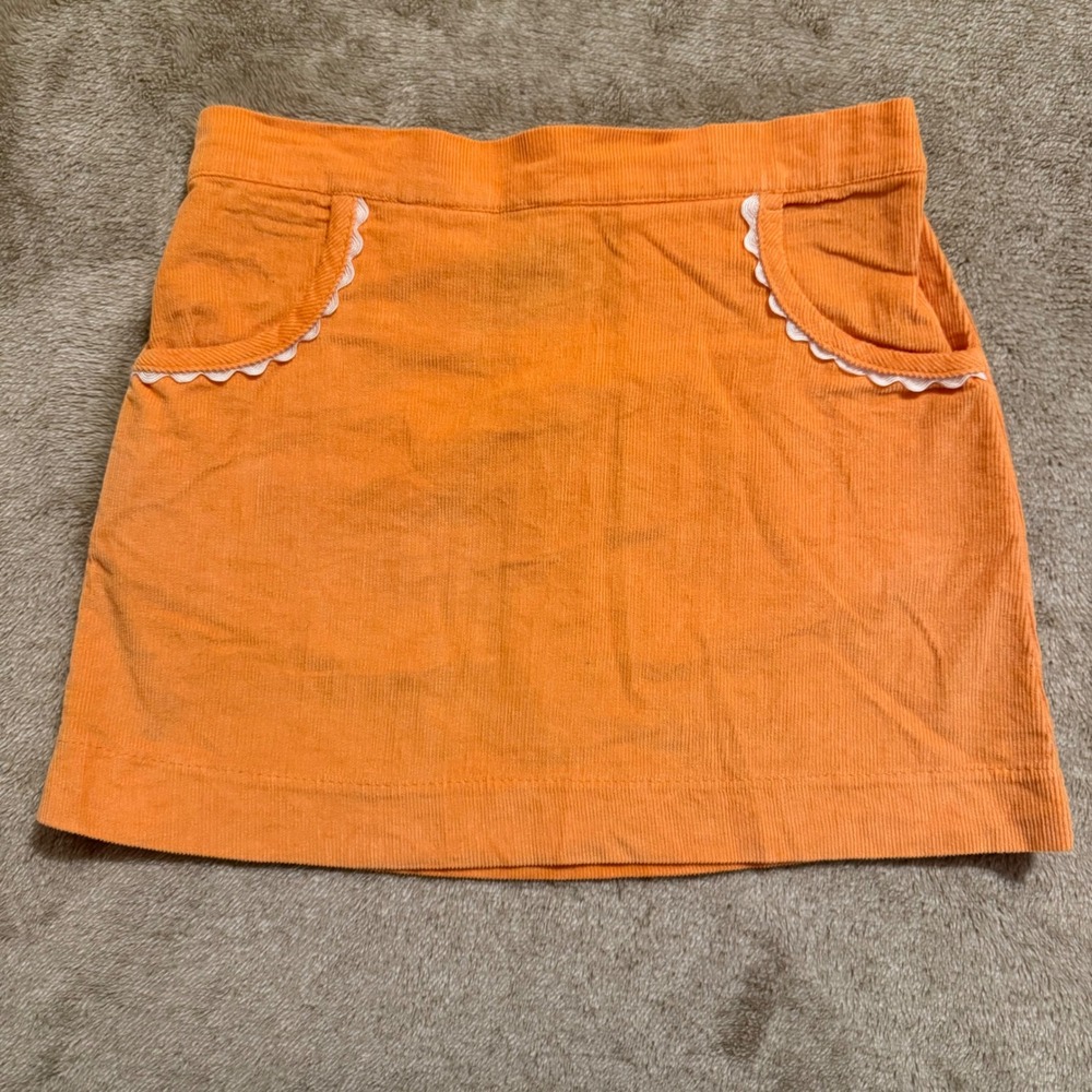 Crescent Moon Children Orange Corduroy Skirt Ric Rac Trim Size 2T LS&S